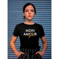 thumbnail image 2 of Mon Amour Love Text Shaped T-Shirt Women -Image by Shutterstock, Female Small, 2 of 4