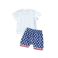 thumbnail image 4 of Suagox Boys Casual Two-piece Clothes Set, White Short Sleeve Round Collar Tops and Shorts for Independence Day for 6-24 Months and 2-4 Years Old Baby, 4 of 10