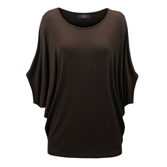 Made by Johnny Women's Scoop Neck Half Sleeve Batwing Dolman Top XXXL BROWN
