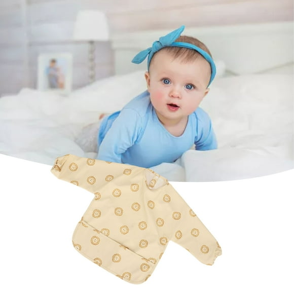 Babero de Bebé de Manga Larga Con Patrón de Animales de Dibujos Animados, Babero Suave Impermeable A Prueba de Desorden Para Niños Pequeños