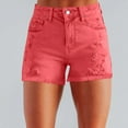 thumbnail image 4 of Wensltd Summer Denim Shorts for Women Mid Waisted Button Zipper Ripped Jean Shorts, 4 of 8
