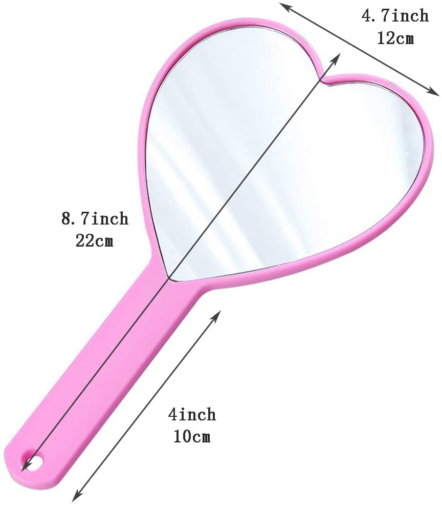 TBWHL Heart-Shaped Travel Handheld Mirror, Cosmetic Hand Mirror with Handle  (Pink, 1Pack)