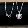 thumbnail image 2 of Ladies Platinum Plated Heart Shaped Cubic Zirconia Crystal Pendant Fashion Birthstone Necklace for Women Y890 (Pink), 2 of 7
