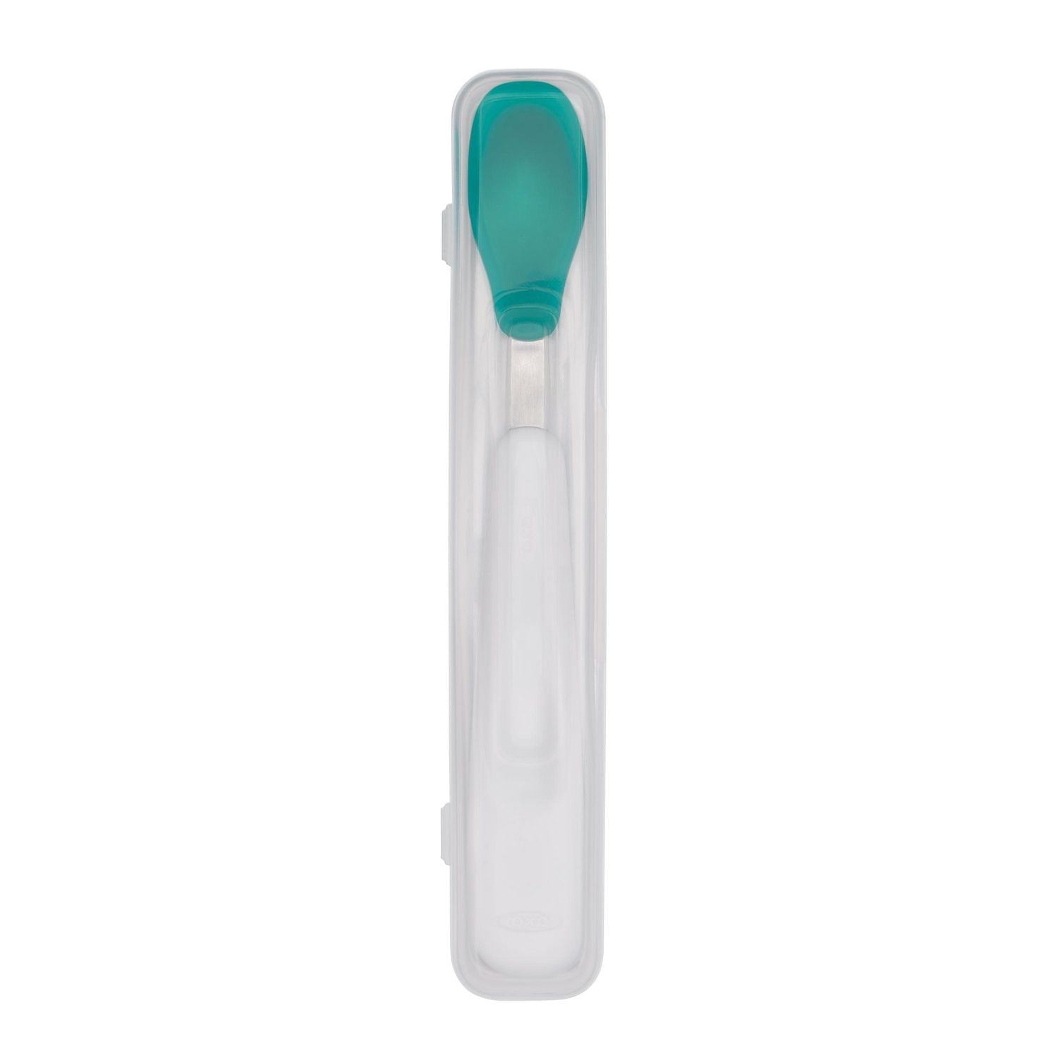 OXO Tot - On-The-Go Feeding Spoon with Travel Case - Soft Silicone Edge on Spoon - Baby Toddler Feeding Utensils - Teal