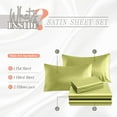 thumbnail image 3 of Elegant Comfort Luxurious 4-Piece Silky Satin Sheet Set, Skin and Hair Friendly, Wrinkle, Fade, Stain Resistant with Deep Pockets Fitted Sheet, Cooling Soft Satin Sheet Set, Full, Pistachio Green, 3 of 5