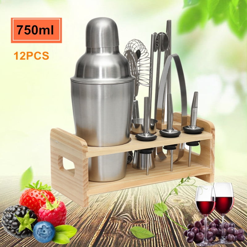 12Pcs 750ml/25.8oz Pro Cocktail Shaker Set Drink Maker Mixer Bar Tool