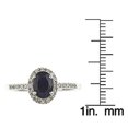 thumbnail image 3 of 10k White Gold Oval Blue Sapphire and Diamond Halo Ring, 3 of 4