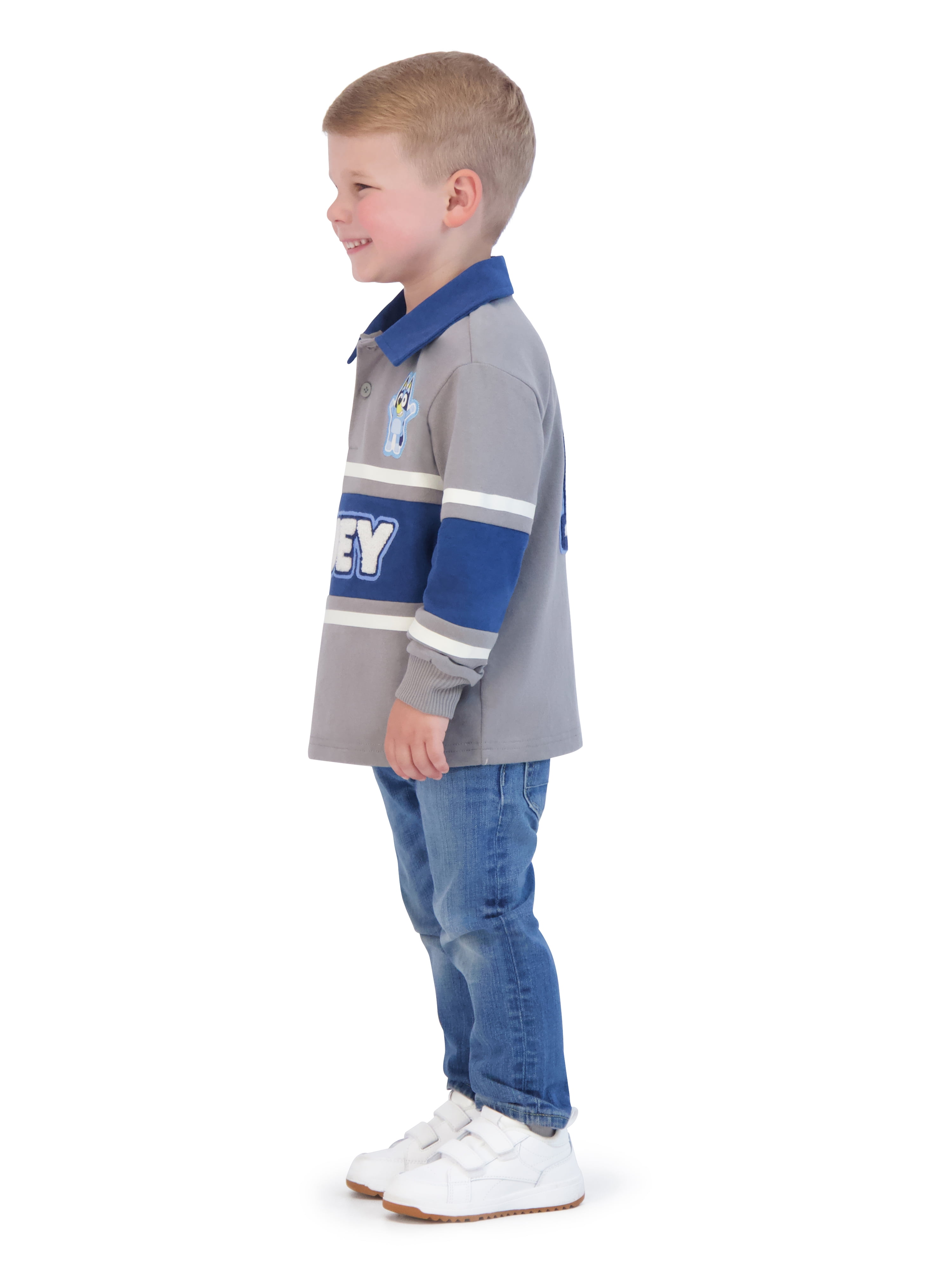 Toddler Boy Bluey Long Sleeve Polo Shirt, Sizes 12 Months - 5T