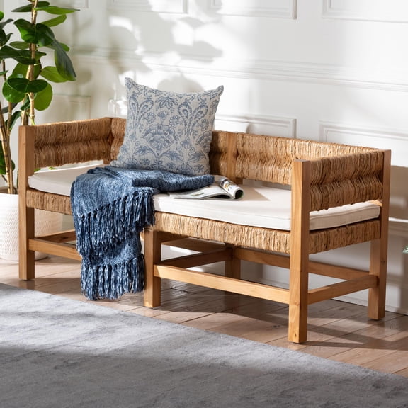 bali & pari Ismael Boho Bench, 2-Seater, Natural Brown