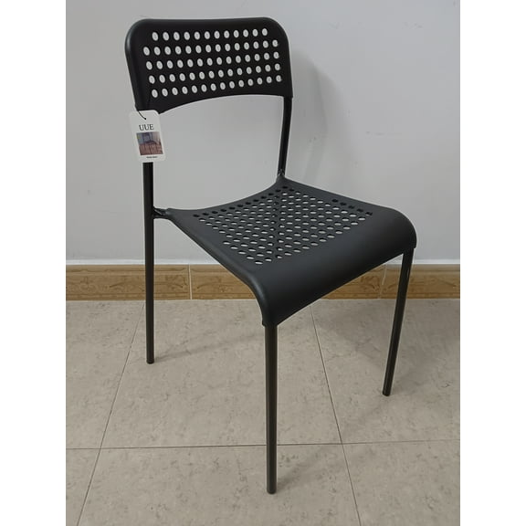UUE Metal chairs Modern Metal Dining Chair, Black Perforated Design, Stackable, Indoor Use