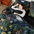 thumbnail image 4 of Manfei Adults Colorful Flowers Bedding Comforter Set 7pcs,Bohemian Theme Queen Bedding Sets Super Cozy,Starry Sky Moon Queen Sheet Sets,Luxury Bedroom Decor,Reversible, 4 of 8