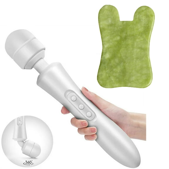 Bexikou USB Rechargeable Handheld Wand Massager, Cordless Wand Massager with 10 Powerful Speeds and 8 Vibration Patterns,Personal Body Massager for Back Neck 360° Bendable