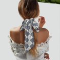 thumbnail image 6 of Tinted Cloth Long Strip Silk Scarf 46.9in×3.1in Soft, Silky, Shiny, Dustproof And Sunscreen For Daily Out Date Travel Photos Argyle Plaid Lightslategray_1, 6 of 6