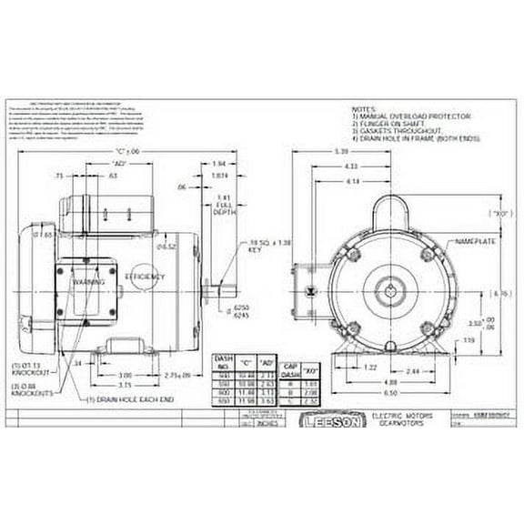 Leeson General Purpose Farm Duty Motor,1/3 HP 113256.00