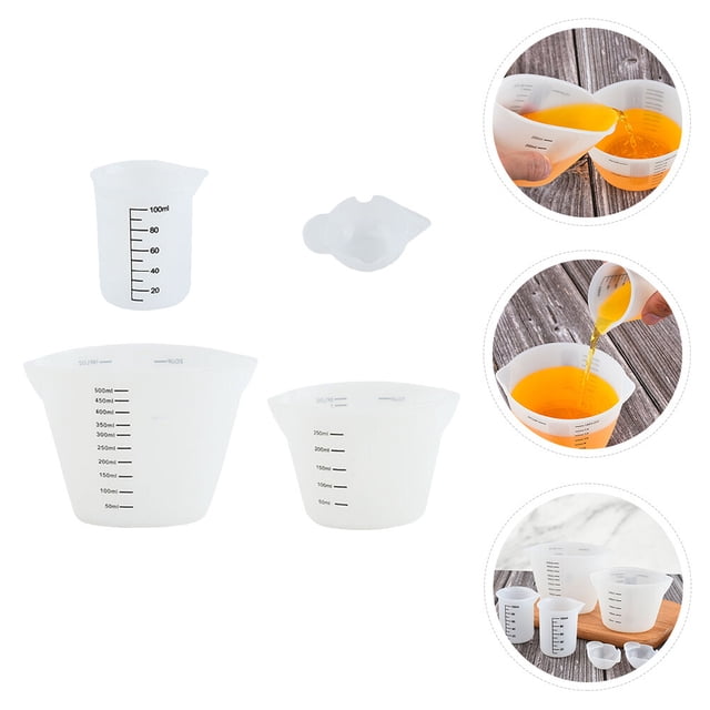 AURARMLET 4Ud Tazas Medidoras De Silicona Flexibles Para Uso Doméstico Con Ergonómico