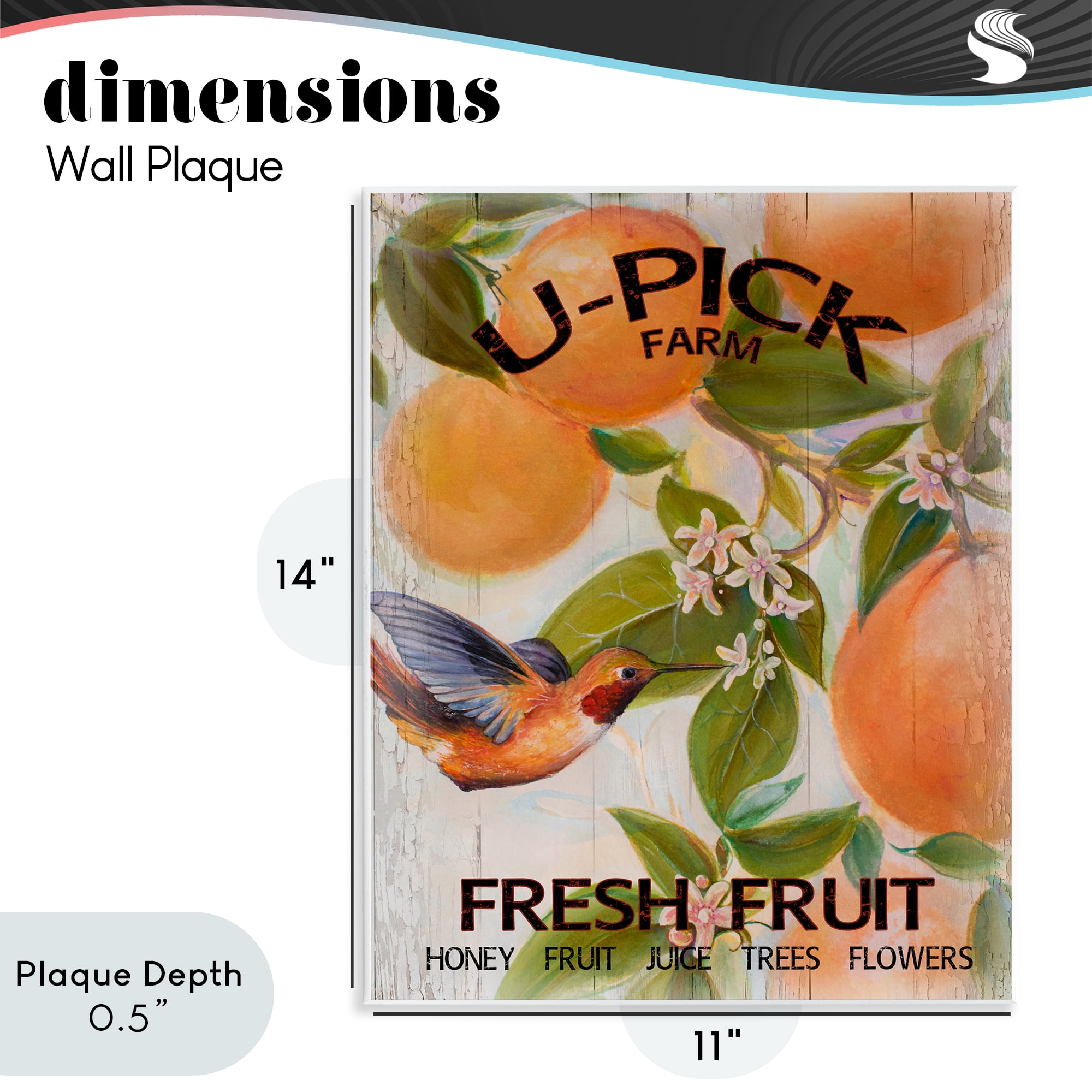Stupell Industries U-Pick Fresh Fruit Farm Wall Plaque Art, design by Diannart