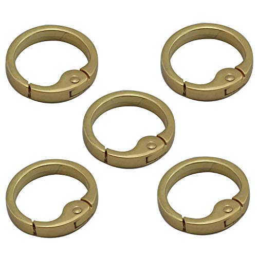 Youliang 5PCS 28mm Round Spring Snap Clip Hook DIY Accessories for Handbag Purse Shoulder Strap Key Keychain Keyring Camping Backpack Carabiner Gold