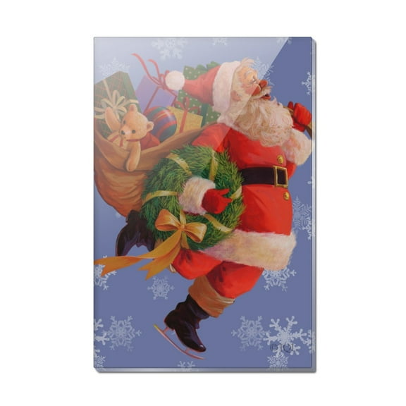 Christmas Holiday Here Comes Santa Rectangle Acrylic Fridge Refrigerator Magnet