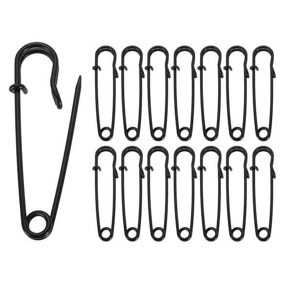 Uxcell 30pcs Safety Pins 63mm Electroplated Large Safety Pin for Clothes, Black