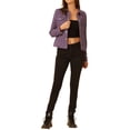 thumbnail image 2 of INSPIRE CHIC Women's Turn-Down Collar Flap Pockets Snap Button Faux Suede Jacket XL Gray Purple, 2 of 6