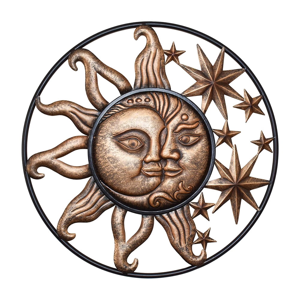 Wrought Iron Sun Moon Wall Art Sculpture Living Room Home Garden