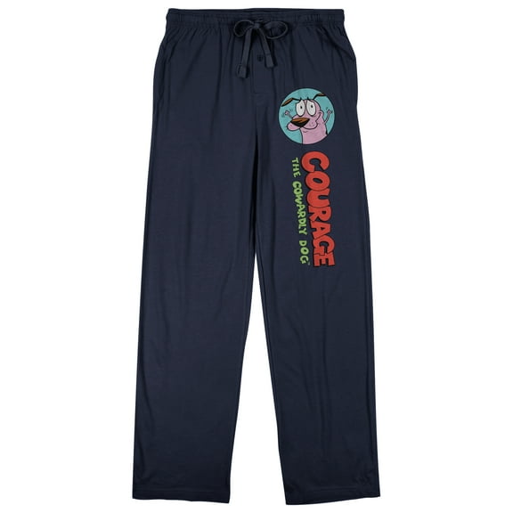 Courage The Cowardly Dog Main Character & Logo Men's Quick Turn Navy Sleep Pajama Pants-Small