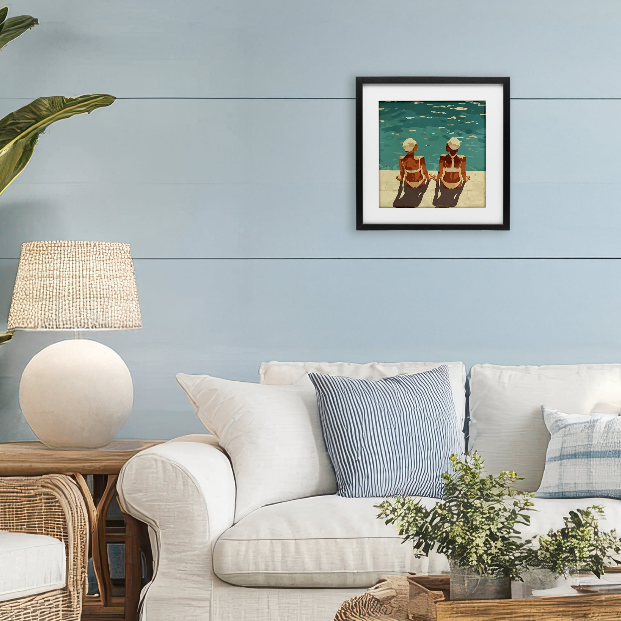 Stupell Industries Swimmer Friends Duo Black Framed Print Under Glass, design by Layla Oz
