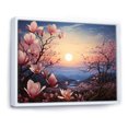 thumbnail image 2 of Designart "Magnolia Meadow in Pink and Blue" Floral Floater Framed Wall Art Living Room, 2 of 7
