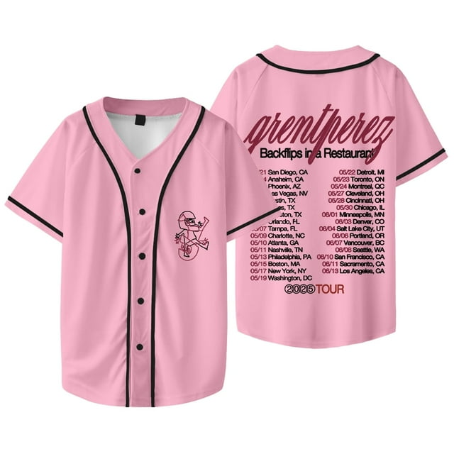 T-Shirt de Baseball Grentperez Backflips In A Restaurant Tour Unisexe à Col en V à Manches Courtes