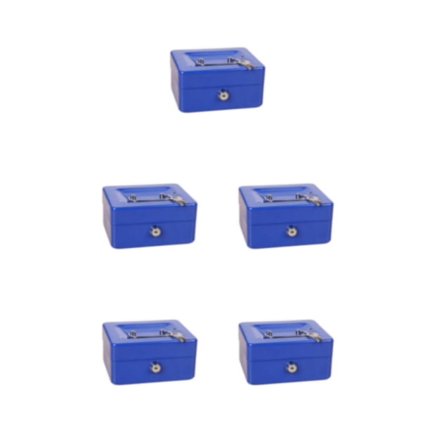 Billuyoard Caja de dinero de metal portátil y liviana - Caja de almacenamiento de efectivo segura y organizada con cerradura de llave azul Type2 NO2