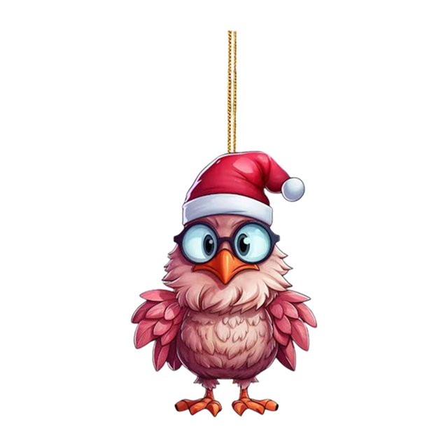 Less Than 5 Hangs Creative Cartoon Christmas Chicken Christmas Decoration Pendant Acrylic Car Pendant Backpack Keychain