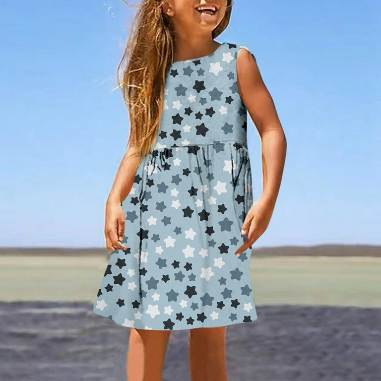 LUOGENLI Graduation Dresses For Girls Girls Fashion Cute Spring And Summer  Printed Round Neck Sleeveless Casual Dress Dresses For Girls Size 14-16  Casual Girls Dresses Navy 11-12 Years - Walmart.com