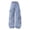 Blue, variant on CPNG Teen Girls Solid Color Baggy Leg Wide Leg Cargo Jeans Trendy Loose High Waist Elastic Waist Casual Denim Cargo Pants(Blue,10-11 Years)