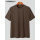 thumbnail image 4 of INCERUN Tops 2024 estilo coreano nuevo diseño de cuello redondo para hombres nicho camiseta casual masculina rayas sólidas camisetas de manga corta S-5XL, 4 of 5