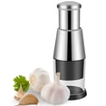 thumbnail image 3 of Muyoka Triturador de ajo prensado Triturador de ajo manual de acero inoxidable Triturador de ajo de mano Tipo de empuje Triturador de alimentos de cocina Gadget para ensalada de cebolla de jengibre y Muyoka Hogar, 3 of 6
