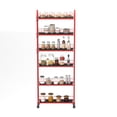 thumbnail image 2 of 6 Tier Slim Rolling Storage Cart, Mobile Shelving Unit with Wheels, Metal Wire Storage Shelving Rack with Baskets for Kitchen Bathroom Office Laundry Narrow Piaces, Red(61''*6''), 2 of 8