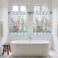 thumbnail image 4 of Watercolor Marine Life Kitchen Curtains 54 Inch Length, Ocean Corals Shells Starfish Blue Plaid Tiers Curtains for Bathroom Bedroom Cafe, Light Filtering Window Treatment Drapes 2 Panels 42"Wx54"L, 4 of 8