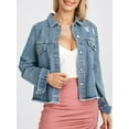 thumbnail image 4 of xiaxaixu Veste en Denim pour Femme, Veste d'Automne à Manches Longues avec Col Rabattu, Fermeture à Boutons, Étoiles, à Franges, Mode Urbaine, 4 of 9
