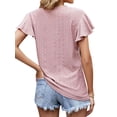 thumbnail image 5 of QAFOPEH Women V Neck Ruffle Sleeve Cutout Pattern Solid Color Top, 5 of 5