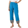 thumbnail image 2 of Yuanlook Women's Gingham Cuff Linen Blend Pants, Elastic Waist Side‑Pocket Cropped Trousers for Outing S‑XXL, 2 of 8