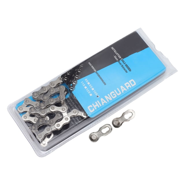 Steel Bike Chain, 116L Bike Chain Rustproof Adjustable Length Durable Strong Impact Resistance 10 Speeds With 2 Link For Mountain Bike
