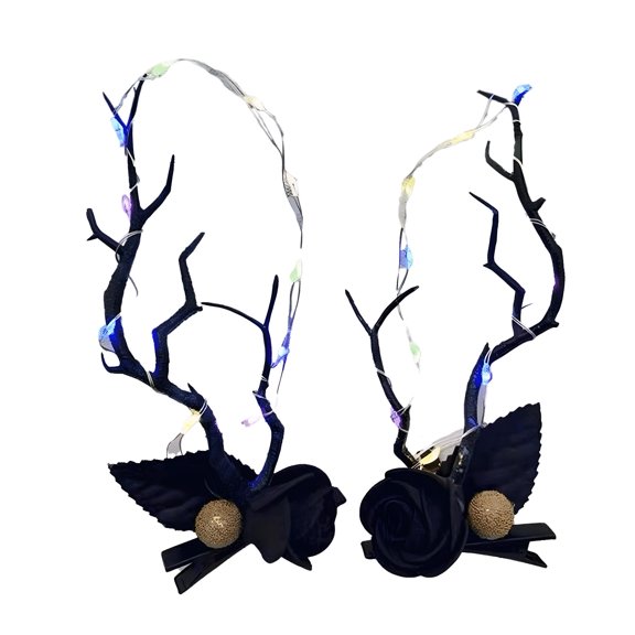 Halloween Hair Clip Gothic Hairpins with String Lights, Luminous Dead Branches Hairclips for Women Girls Halloween Party Hair Accessory Cosplay Consume