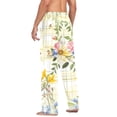 thumbnail image 6 of Cotton Mens PJ Pajama Pants Bottoms Waistband Sleepwear with Pockets Flowers and Butterflies on Plaid, 6 of 7