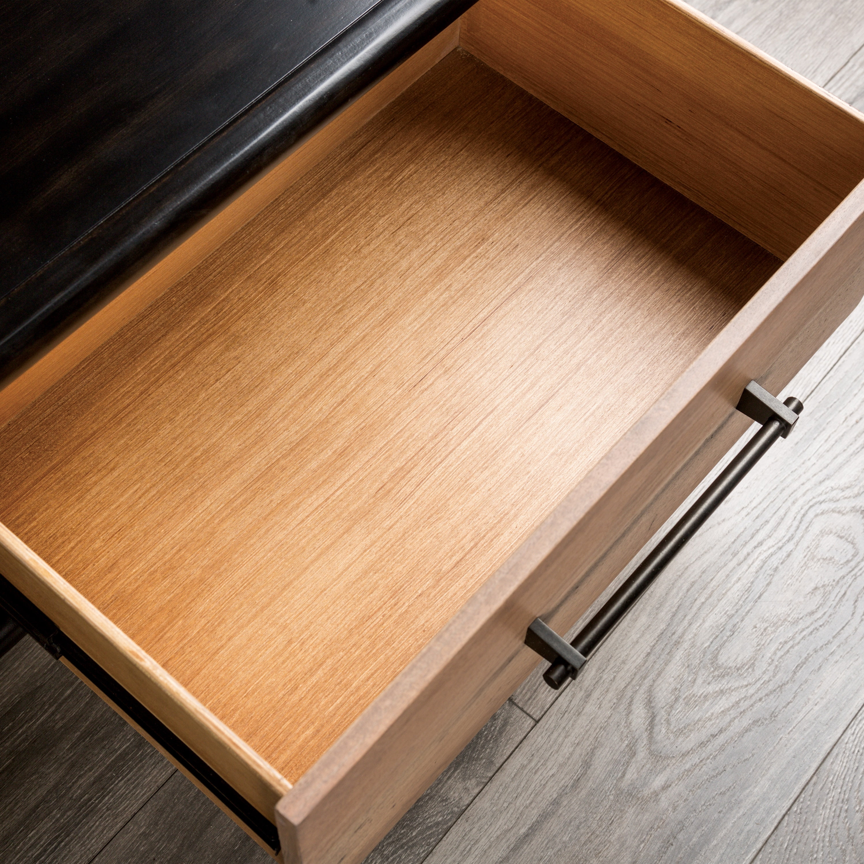 Furniture of America Coda Modern 2-Drawer Solid Wood Coffee Table, Black and Natural