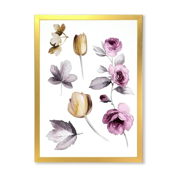 Designart 'Orange and Pink Wildflowers' Traditional Framed Art Print