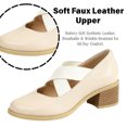 thumbnail image 4 of CHICVOMEY Womens Crisscross Elastic Strap Block Heel Mary Jane Shoes Square Toe Faux Leather Mid Heel Pumps Slip On Closed Toe Casual Dress Shoes for Office Daily, 4 of 9