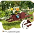 thumbnail image 6 of RONG-3 Wooden Wagon Planter, Small Flower Plant Pot w/Triangular Metal Support, 2 Energy-Saving Handles, Movable Wheel, Wood Wheelbarrow Cart Planter for Garden Backyard Holiday,Red, 6 of 9