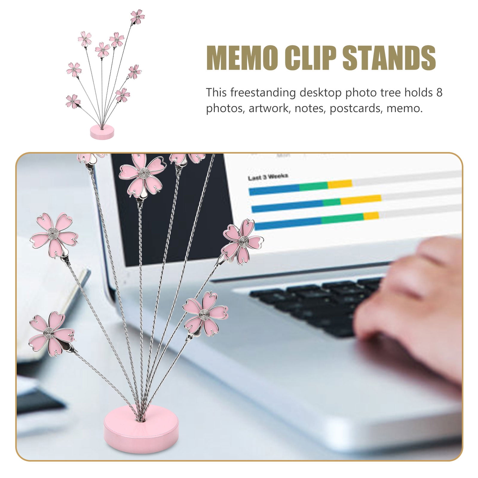 HOOWIFFY Metal Photo and Memo Holder with Multi-Functional Desk Organizer for Office and Home Use - 1 Set