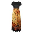 thumbnail image 4 of TIMIFIS Robe Maxi d'Halloween pour Femme à Manches Courtes, Col Ras du Cou, Taille Haute, Longue et Fluide, Robe Tendance à Motif pour Fête, Robe d'Automne Automne/hiver, 4 of 4
