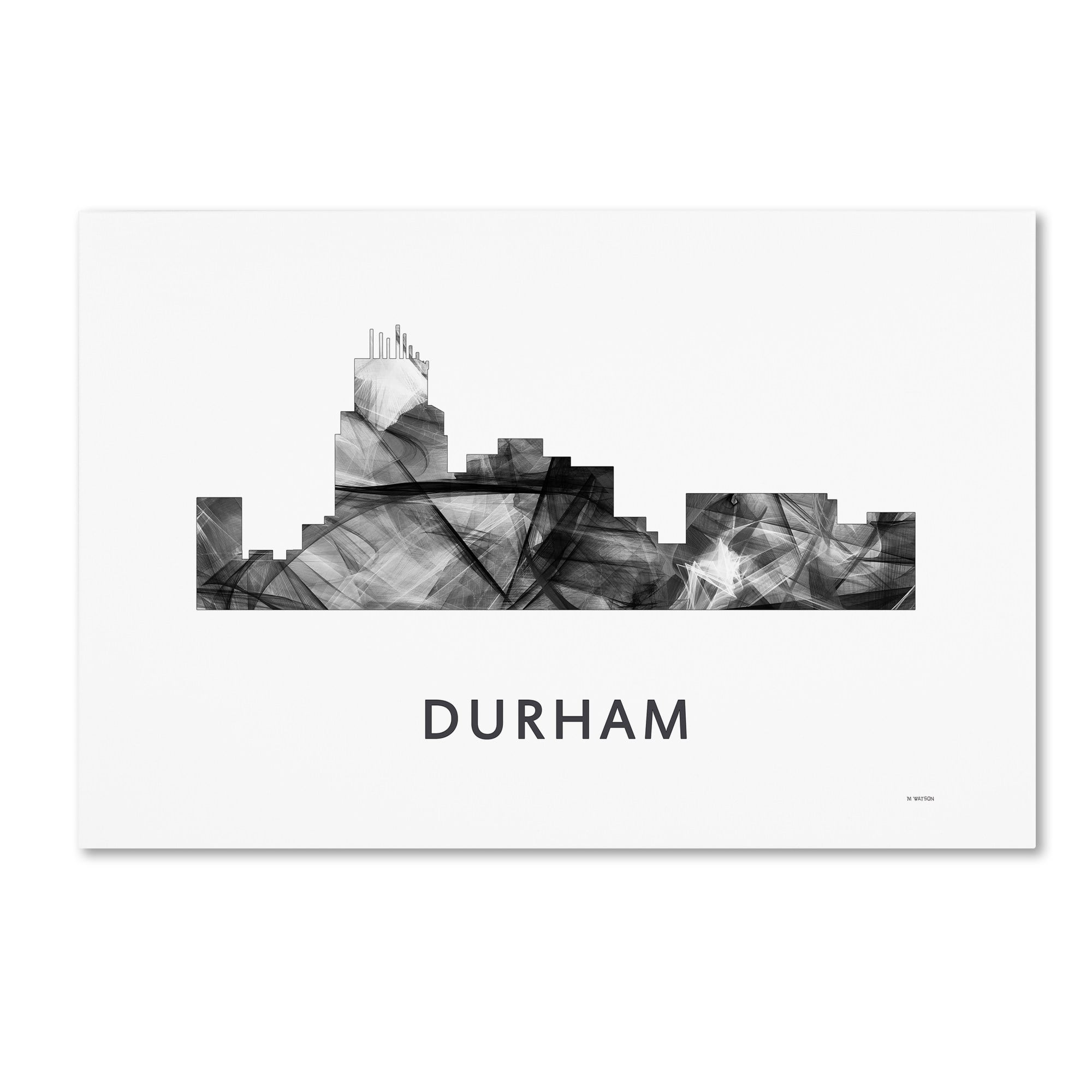 Trademark Fine Art 'Durham North Carolina Skyline WB-BW' Canvas Art by Marlene Watson
